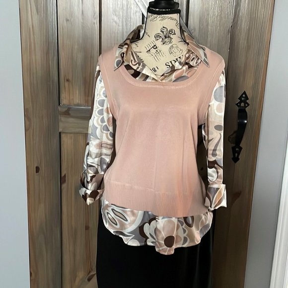 Point Zero Nicole Benisti mock layer sweater - Size L - Picture 1 of 7